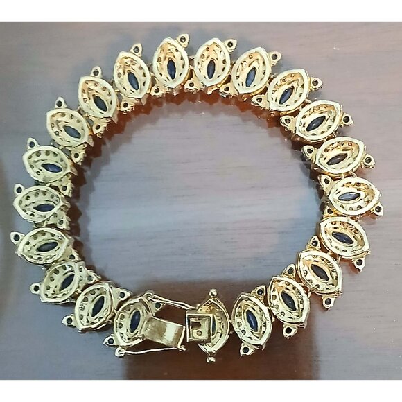 Sapphire Diamond 14k Yellow Gold Unique Heirloom Bracelet - Picture 7 of 9